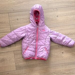 The North Face Lavender and Pink Hooded Puffer Jacket reversible